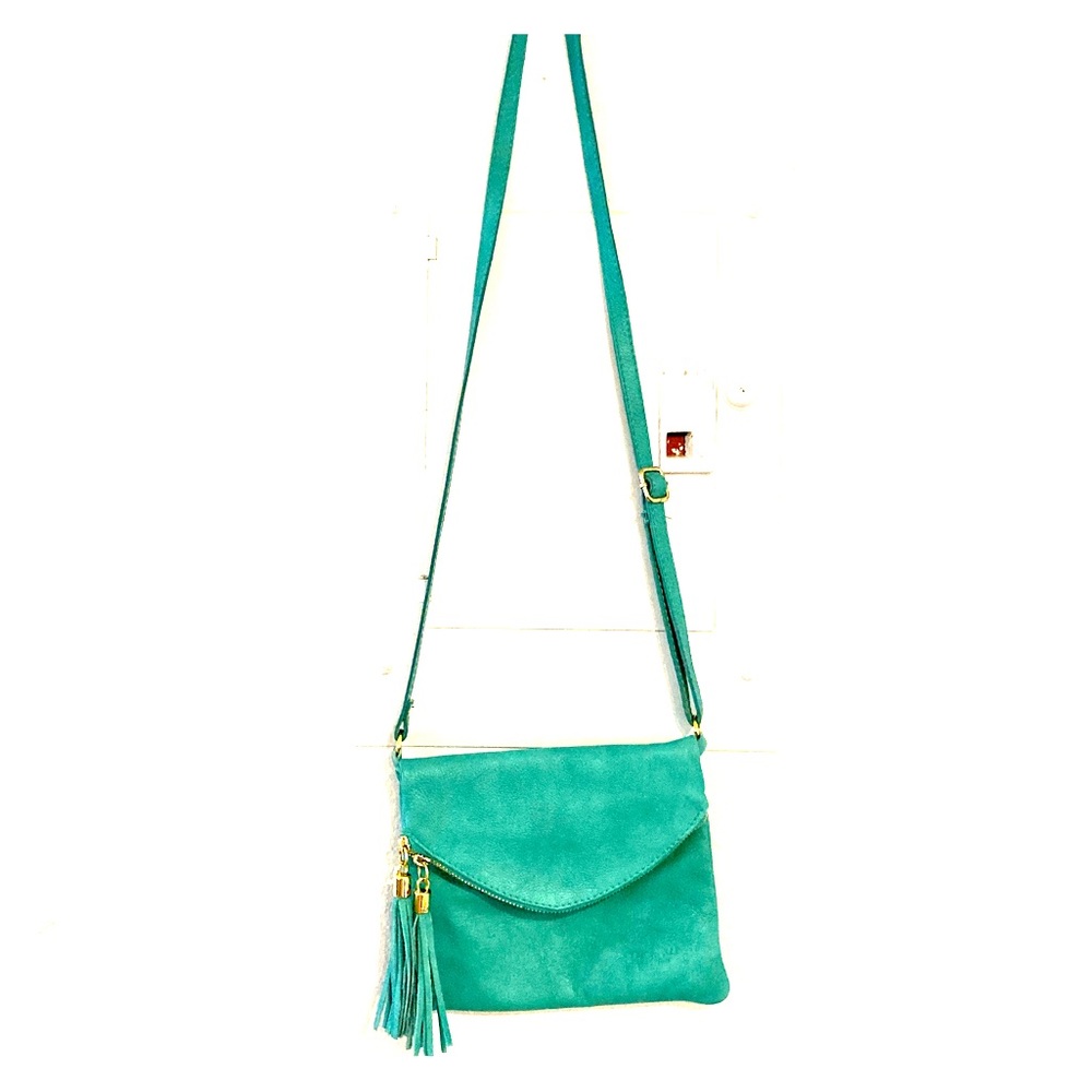 Italian Leather Cross Body Bag With Tassles